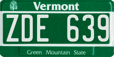 VT license plate ZDE639
