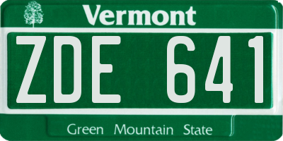 VT license plate ZDE641