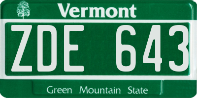 VT license plate ZDE643