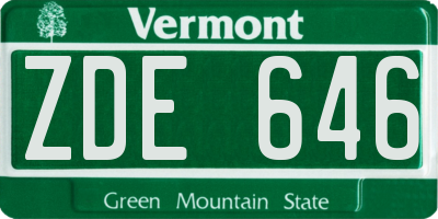 VT license plate ZDE646