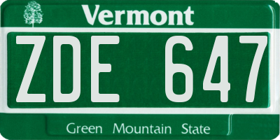 VT license plate ZDE647