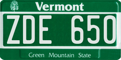 VT license plate ZDE650