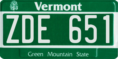 VT license plate ZDE651