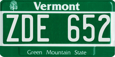 VT license plate ZDE652