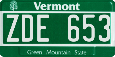 VT license plate ZDE653