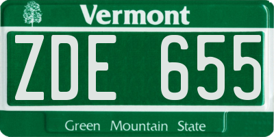 VT license plate ZDE655