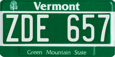 VT license plate ZDE657