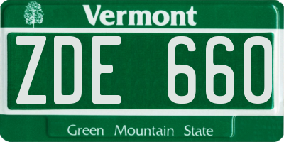 VT license plate ZDE660