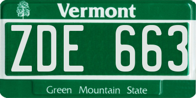 VT license plate ZDE663