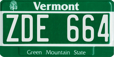 VT license plate ZDE664
