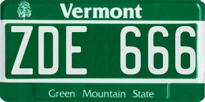 VT license plate ZDE666