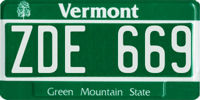 VT license plate ZDE669
