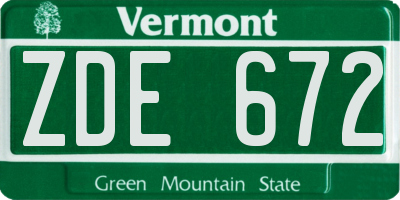 VT license plate ZDE672