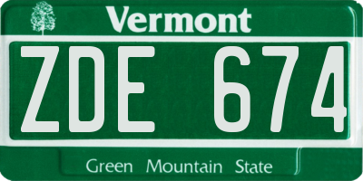VT license plate ZDE674