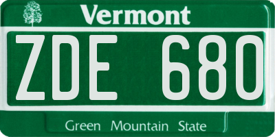 VT license plate ZDE680