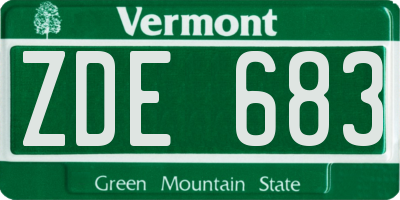 VT license plate ZDE683