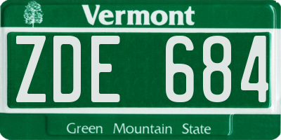 VT license plate ZDE684