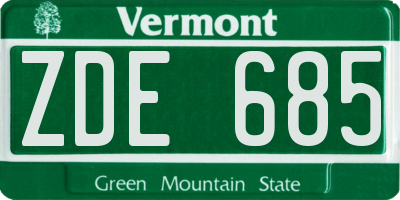 VT license plate ZDE685