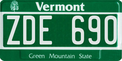 VT license plate ZDE690
