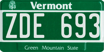VT license plate ZDE693