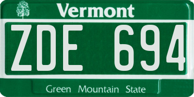 VT license plate ZDE694