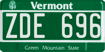 VT license plate ZDE696