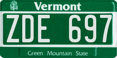 VT license plate ZDE697