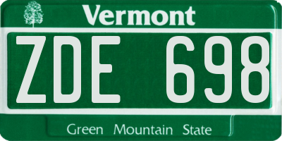 VT license plate ZDE698