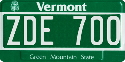 VT license plate ZDE700
