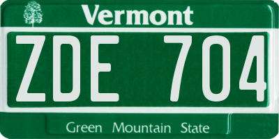 VT license plate ZDE704