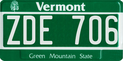 VT license plate ZDE706