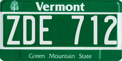 VT license plate ZDE712