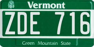 VT license plate ZDE716