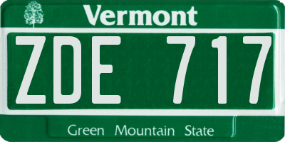 VT license plate ZDE717