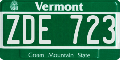 VT license plate ZDE723