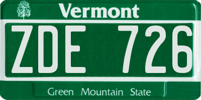 VT license plate ZDE726