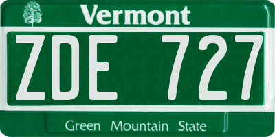 VT license plate ZDE727