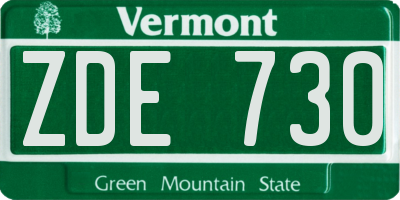 VT license plate ZDE730
