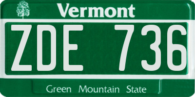 VT license plate ZDE736