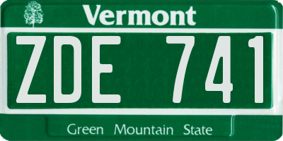 VT license plate ZDE741