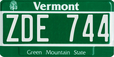 VT license plate ZDE744