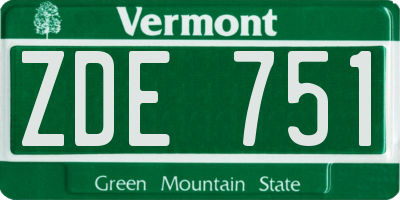 VT license plate ZDE751