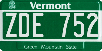 VT license plate ZDE752