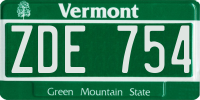 VT license plate ZDE754