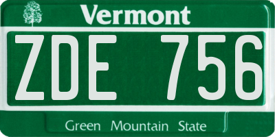 VT license plate ZDE756