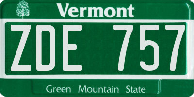 VT license plate ZDE757