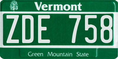VT license plate ZDE758