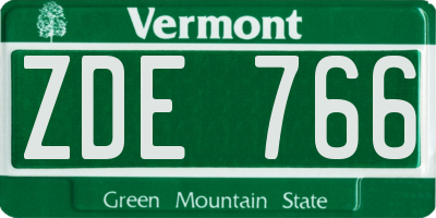 VT license plate ZDE766
