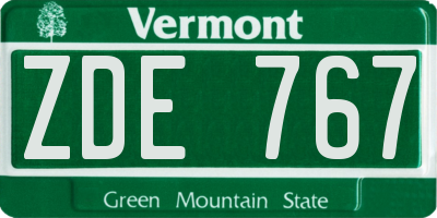 VT license plate ZDE767