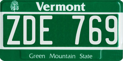 VT license plate ZDE769